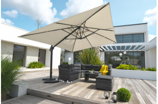 Parasol de jardin déporté gris SEVILLA 4x3m en aluminium et toile polyester DCB GARDEN