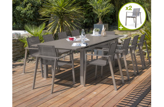 Ensemble table et chaises de jardin en aluminium DCB Garden 12 personnes sable