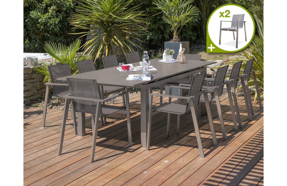 Ensemble table et chaises de jardin en aluminium DCB Garden 12 personnes  sable