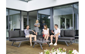 Salon de jardin bas inclinable aluminium/Sunproof 6 personnes Aukland - Sieger Exclusiv Passion