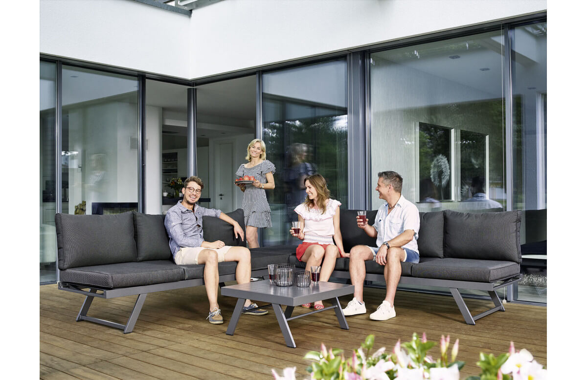 Salon de jardin bas inclinable aluminium/Sunproof 6 personnes Auckland - Sieger Exclusiv Passion