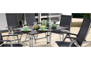 Ensemble table et fauteuils de jardin inclinable et pliable aluminium/Textilux 6 personnes Bodega - Sieger