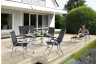 Ensemble table et fauteuils de jardin inclinable et pliable aluminium/Textilux 6 personnes Bodega - Sieger