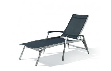 Bain de soleil design inclinable aluminium/Textilux Bodega - Sieger