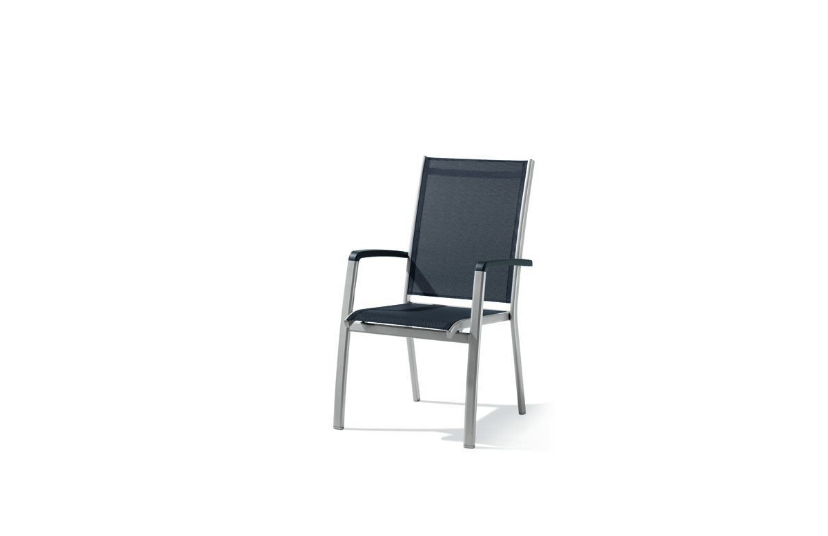 Fauteuil salon de jardin empilable aluminium/Textilux Bodega - Sieger