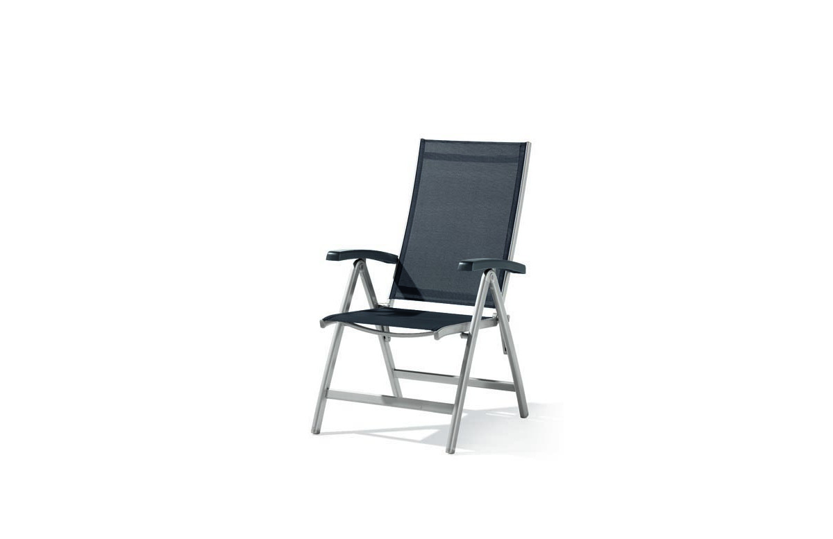 Grand fauteuil salon de jardin pliant inclinable aluminium/Textilux Bodega - Sieger