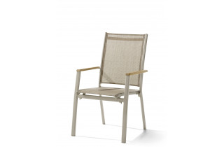 Fauteuil salon de jardin empilable aluminium/Teck certifié Cadiz - Sieger