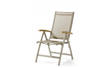 Grand fauteuil salon de jardin pliant inclinable aluminium/Teck certifié Cadiz - Sieger