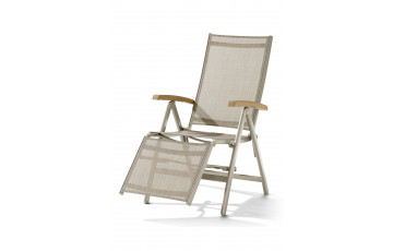 Fauteuil relax de jardin pliant inclinable aluminium/Teck certifié Cadiz - Sieger