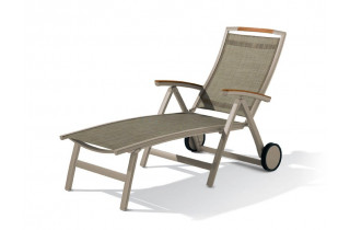 Bain de soleil design inclinable aluminium/Teck certifié Catena - Sieger Exclusiv