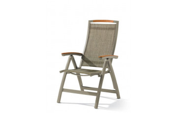 Grand fauteuil salon de jardin pliant inclinable aluminium/Teck certifié Catena - Sieger Exclusiv