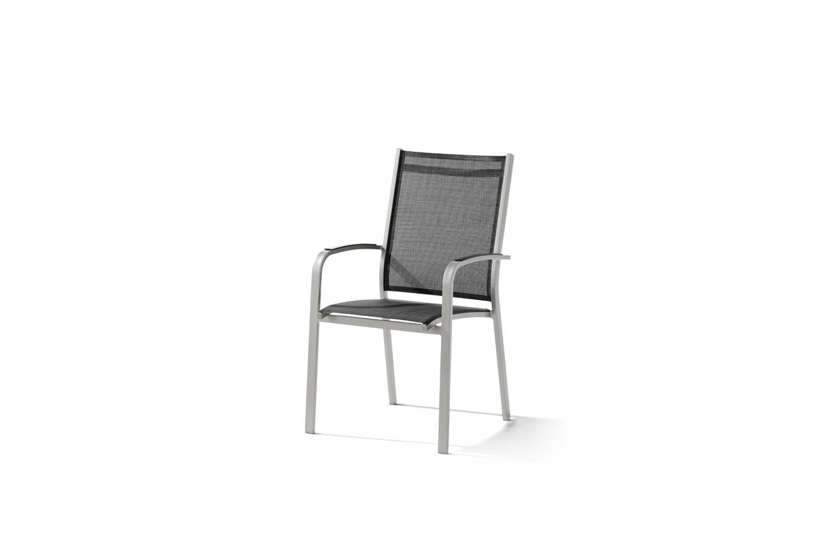 Fauteuil salon de jardin empilable aluminium/Textilux Meran - Sieger