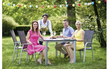 Ensemble table et fauteuils de jardin aluminium/Textilux 4 personnes Padua - Sieger Exclusiv