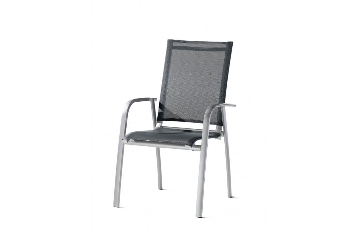 Fauteuil salon de jardin empilable aluminium/Textilux Padua - Sieger Exclusiv