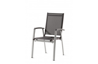 Fauteuil salon de jardin empilable aluminium/Textilux Salerno - Sieger Exclusiv