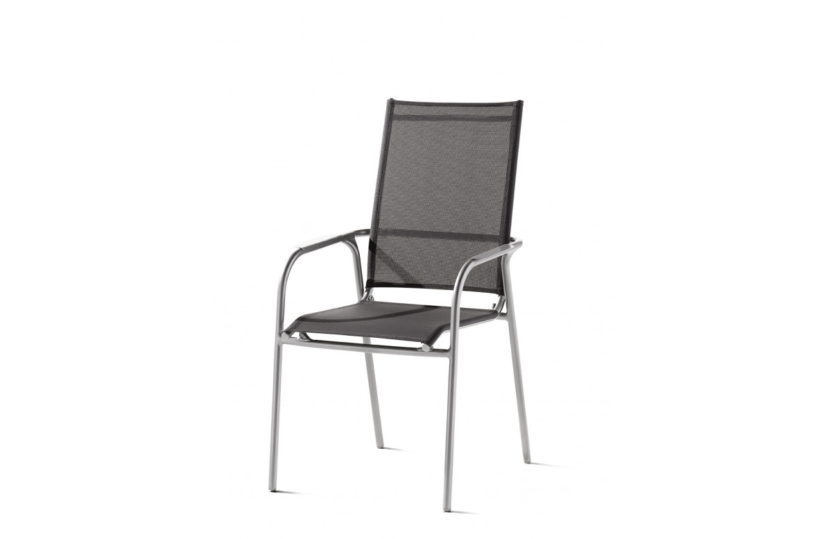 Fauteuil salon de jardin empilable aluminium/Textilux Sirio - Sieger Exclusiv