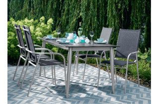 Ensemble table et fauteuils de jardin pliant aluminium/Textilux 6 personnes Sirio - Sieger Exclusiv