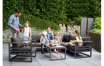 Salon de jardin bas pliant aluminium/Sunproof 6 personnes Sydney - Sieger Exclusiv Passion