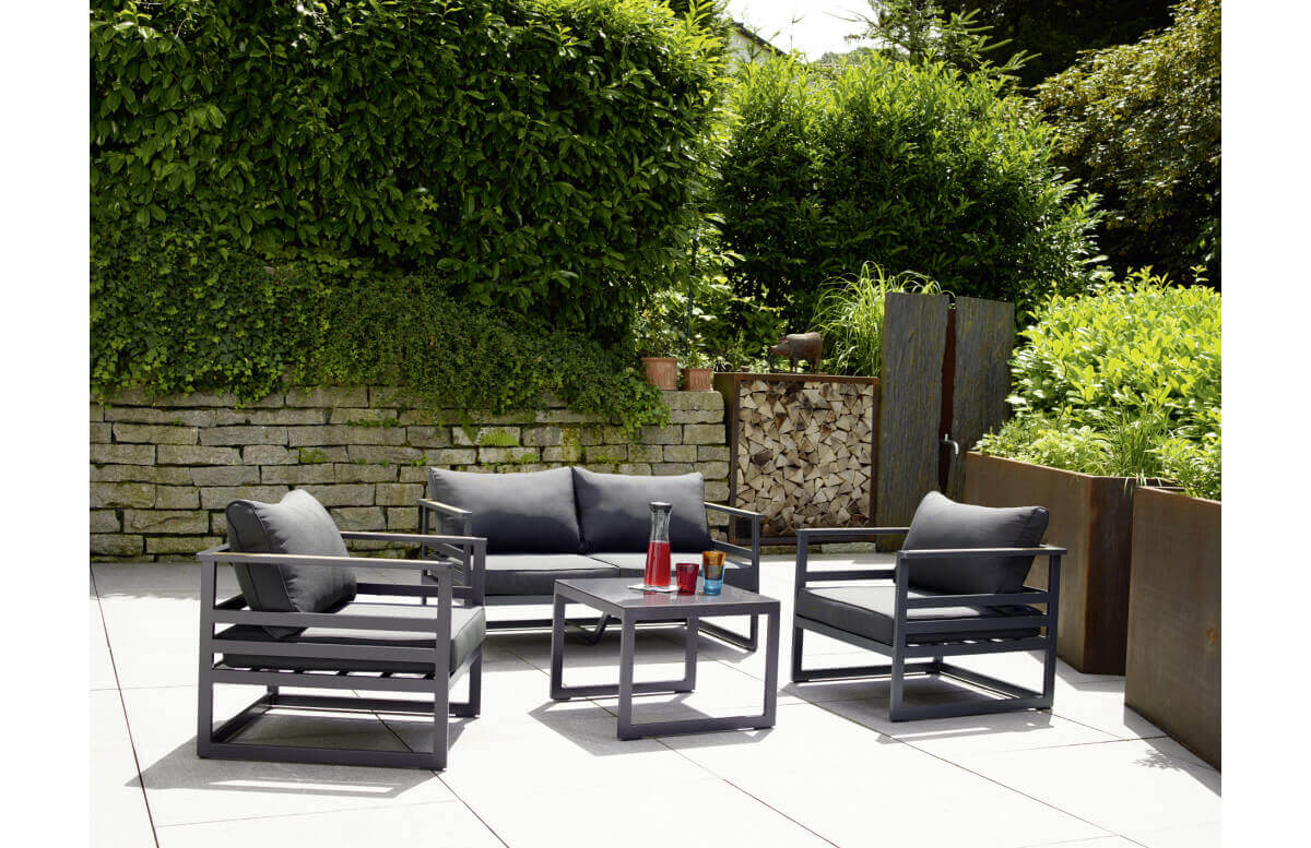 Salon de jardin bas pliant aluminium/Sunproof 4 personnes Sydney - Sieger Exclusiv Passion