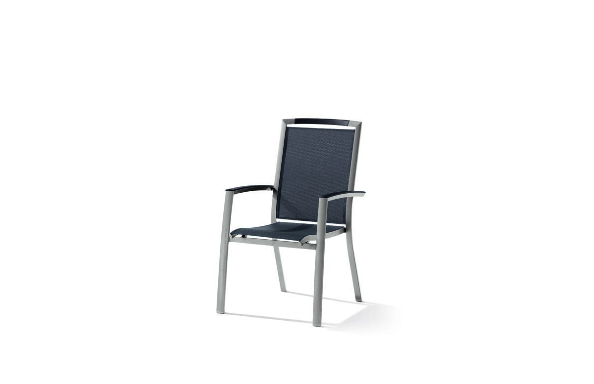 Fauteuil salon de jardin empilable aluminium/Textilux Trento - Sieger Exclusiv