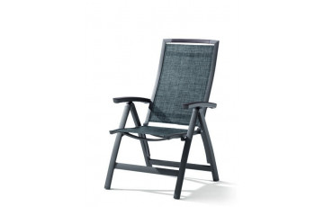 Grand fauteuil salon de jardin pliant inclinable aluminium/Textilux Trento - Sieger Exclusiv