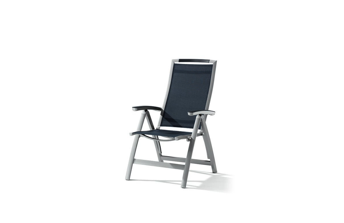 Grand fauteuil salon de jardin pliant inclinable aluminium/Textilux Trento - Sieger Exclusiv