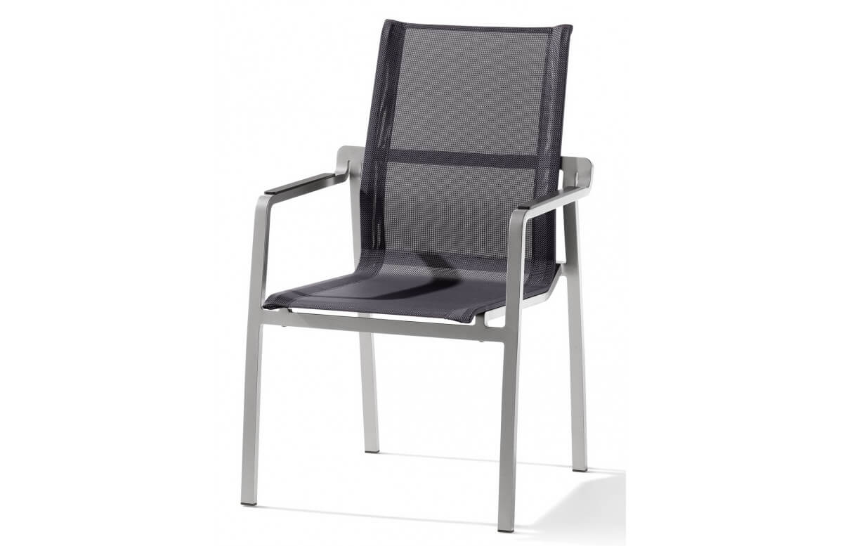 Fauteuil salon de jardin empilable aluminium/Textilux Yara - Sieger Exclusiv