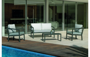 Salon de jardin bas 4 personnes en aluminium et DralonLux - Acapulco - Hevea