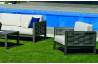 Salon de jardin bas 5 personnes en aluminium et Dralon - Augusta - Hevea