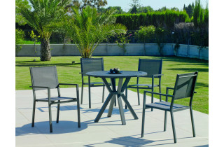 Table ronde salon de jardin 4 personnes en aluminium - Baracoa - Hevea