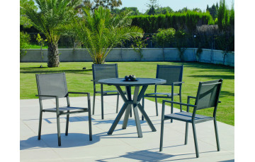 Table ronde salon de jardin 4 personnes en aluminium - Baracoa - Hevea