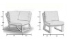 Salon de jardin bas d'angle 9 personnes en aluminium et Dralon - Bolonia - Hevea