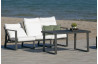 Salon de jardin bas multi-positions 7 personnes en aluminium et Dralon - Bolonia - anthracite - Hevea