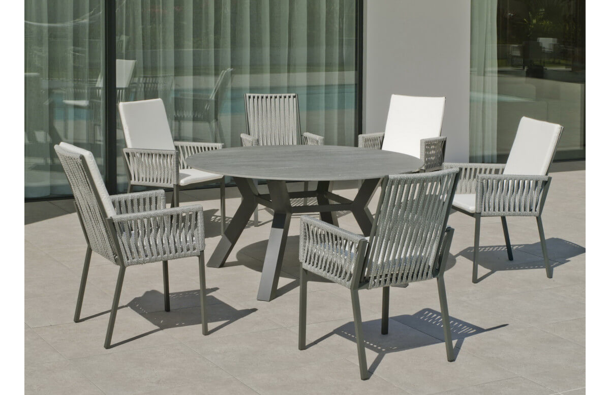 Fauteuil salon de jardin en aluminium et cordage - Catania - Hevea Fauteuil salon de jardin en aluminium et cordage - Catania - Hevea