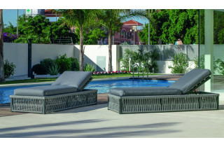 Bain de soleil multi-positions en aluminium et cordage - Cayman - anthracite - Hevea