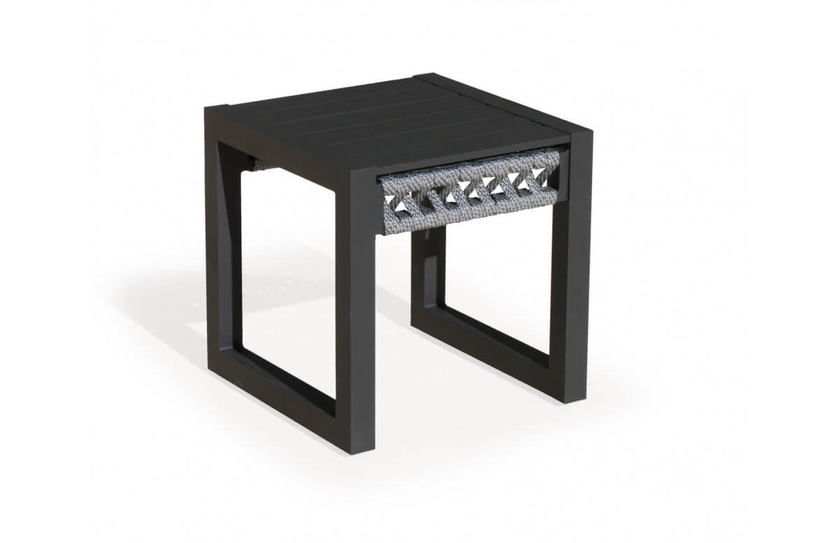 Table basse desserte en aluminium et cordage - Cayman - anthracite - Hevea