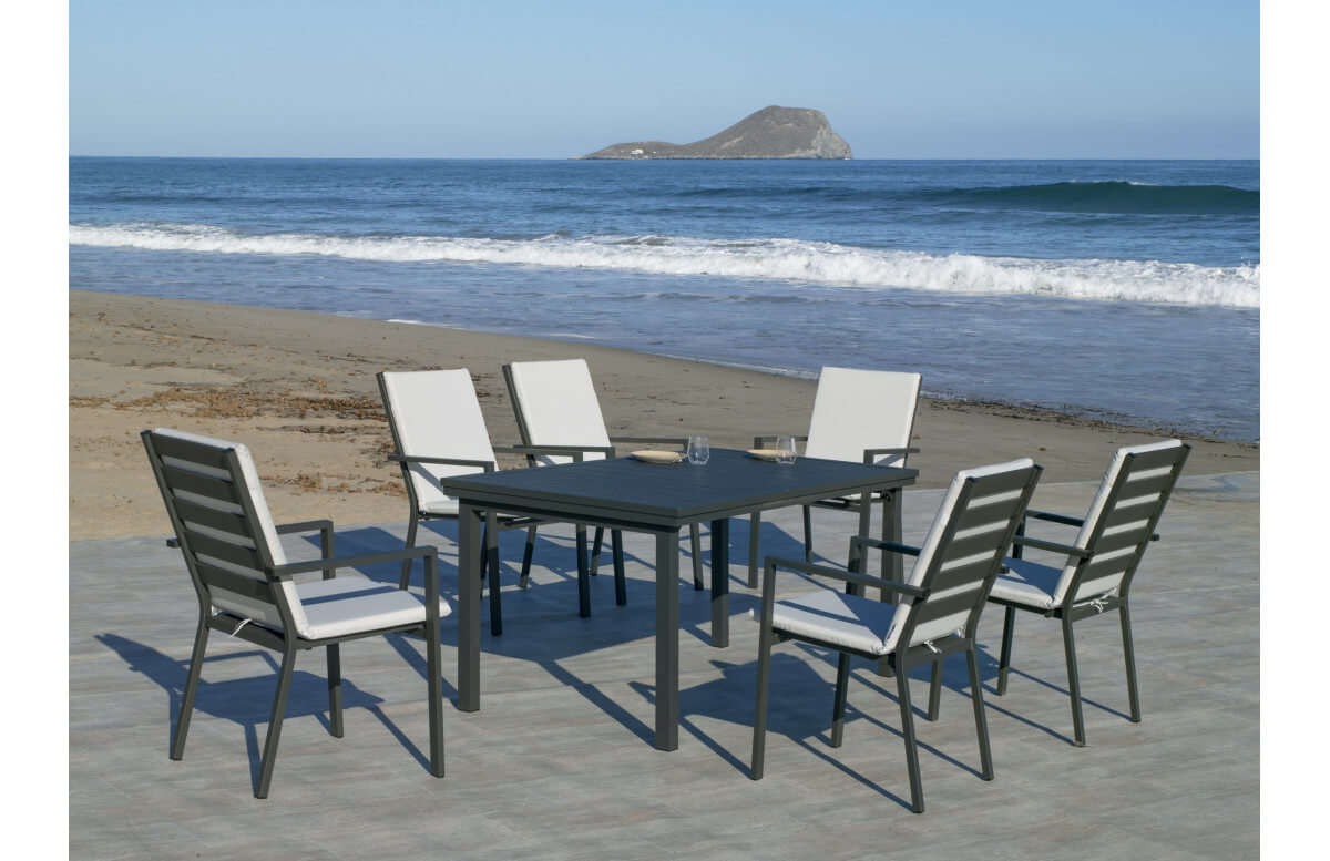 Table salon de jardin pliante 6 personnes en aluminium - Neferti - Hevea