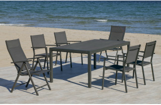 Table salon de jardin 8 personnes en aluminium et HPL - Palma - Hevea