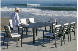 Table salon de jardin extensible 8 personnes en aluminium et HPL - Palma - Hevea