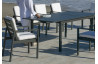 Ensemble table et fauteuils de jardin extensible 8 personnes en aluminium et HPL - Palma camelia - anthracite - Hevea