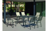 Ensemble table et fauteuils de jardin 6 personnes en aluminium et Dralon - Palma caravel - anthracite - Hevea