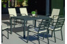 Ensemble table et fauteuils de jardin 6 personnes en aluminium et Dralon - Palma caravel - anthracite - Hevea