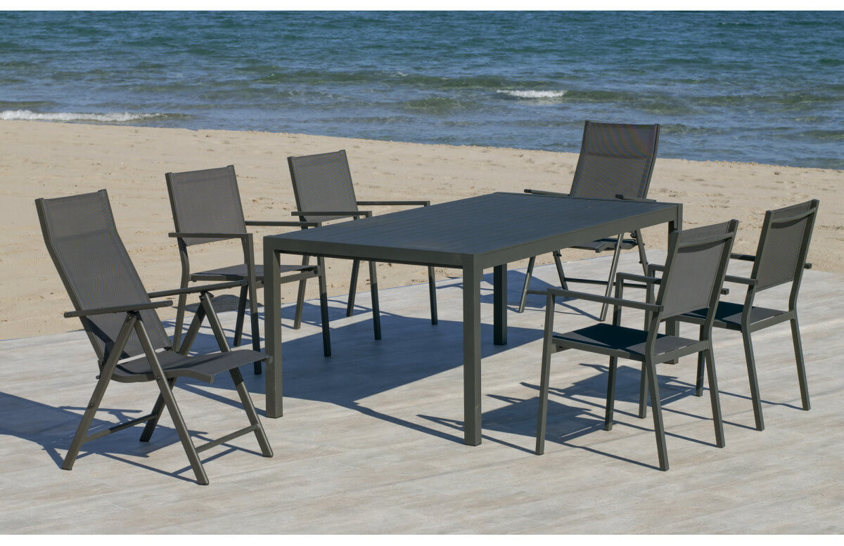 Ensemble table et fauteuils de jardin pliable 6 personnes en