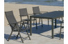 Ensemble table et fauteuils de jardin pliable 6 personnes en aluminium et textilène - Palma roma casablanca - anthracite - Hevea