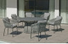Ensemble table et fauteuils de jardin 6 personnes en aluminium, dralon et Neolith - Rhodos/tulip - anthracite - Hevea