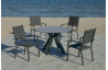 Ensemble table ronde et fauteuils de jardin 4 personnes en aluminium et HPL - Velonia/priscila - anthracite - Hevea