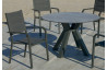 Ensemble table ronde et fauteuils de jardin 4 personnes en aluminium et HPL - Velonia/priscila - anthracite - Hevea