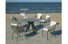 Ensemble table ronde et fauteuils de jardin 6 personnes en aluminium et HPL - Velonia/tulip - anthracite - Hevea