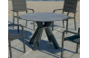 Table ronde salon de jardin 4 personnes en aluminium et HPL - Velonia - Hevea