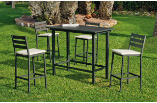 Ensemble haut table et fauteuils de jardin 4 personnes en aluminium et Dralon - Tropea - Hevea